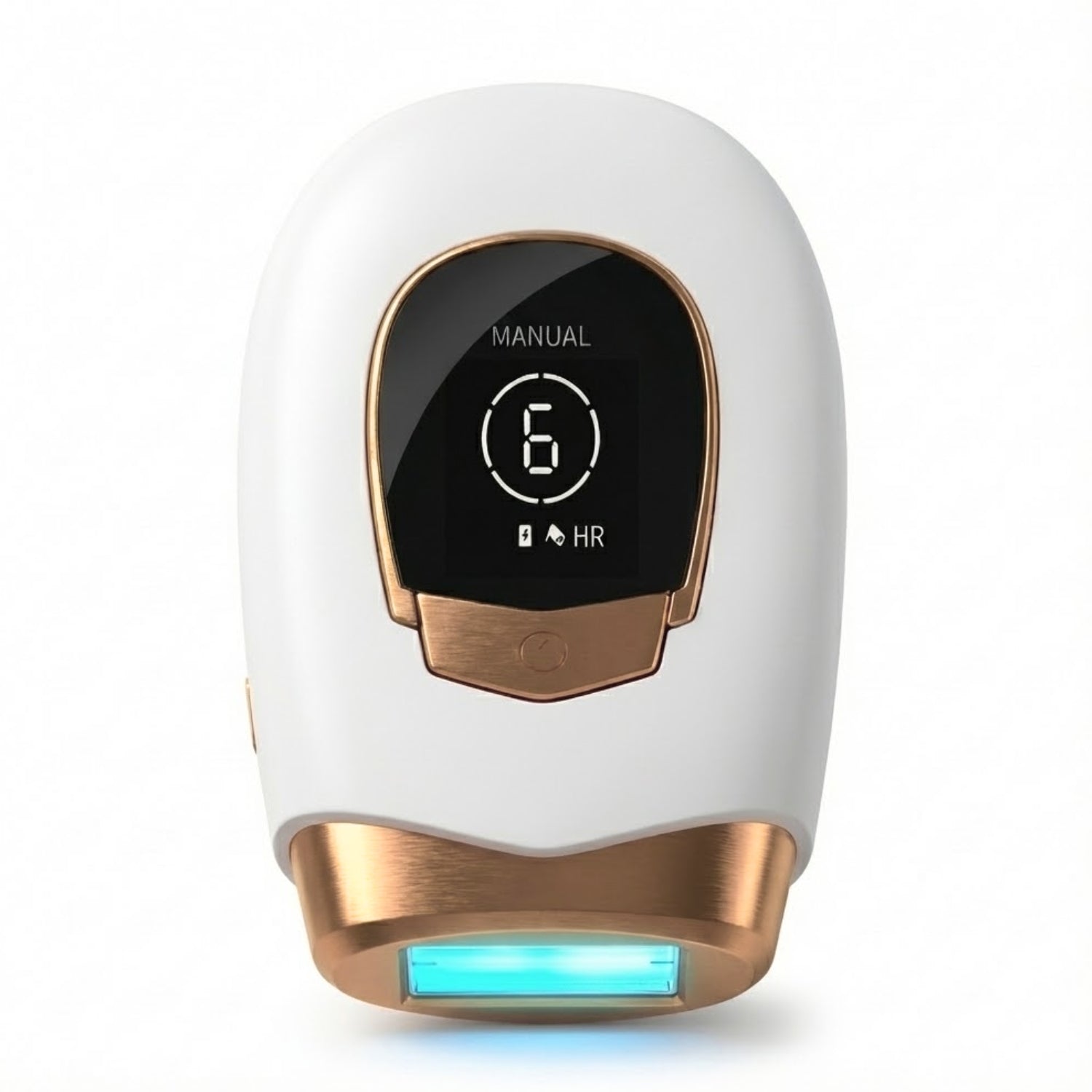 máquina depiladora laser IPL SILQ Lumira blanca con detalles dorados y pantalla digital de 999,999 flashes